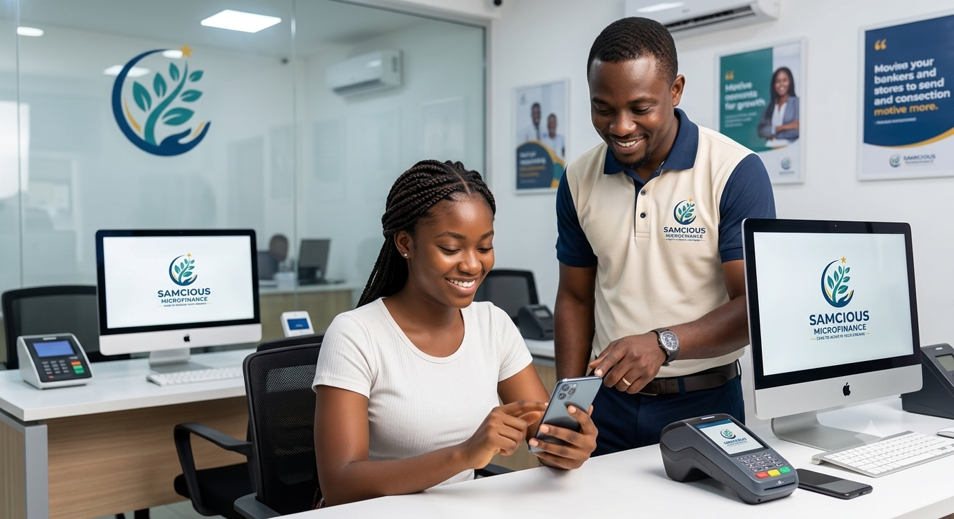 SAMICIOUS Microfinance mobile banking scene